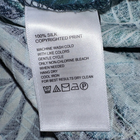 Tommy Bahama Mens XL 100% Silk Blue Green Lavish Leaves SS Button Up Ocean Deep - Picture 12 of 12